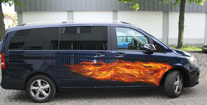 airbrush flammen design auf mercedes v klasse
