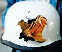 Airbrush helm Airbrush Design auf Helm  mit  Airbrush Design bild mit schlangenkopf
