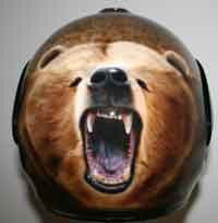 Airbrush MotorradHelm b�ser grizzly baer motiv