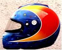 Karthelm Airbrush Design farbverlauf gelb rot